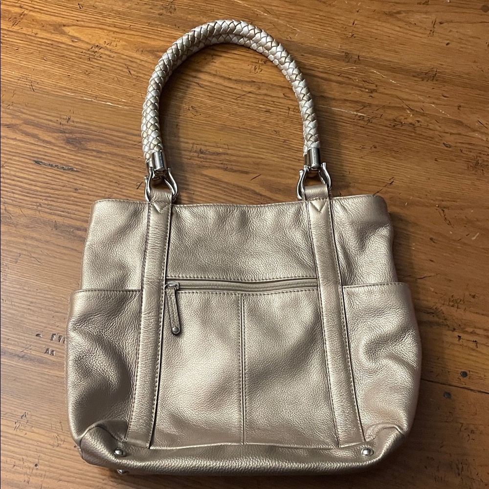Tignanello Metallic Gold Braided-Handle Tote